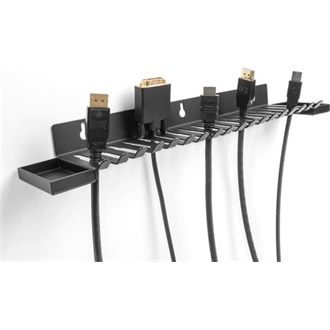 Delock Kábel tartó 401 x 71 mm falra szerelhető két tároló egységgel fekete színű