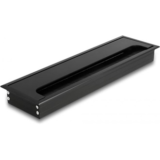 Delock Kábel tömítő/rendező asztalba szerelt változathoz kefével 280 x 80 x 28 mm méretű, fekete