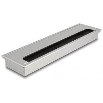 Delock Kábel tömítő/rendező asztalba szerelt változathoz kefével 300 x 80 x 28 mm méretű, ezüst