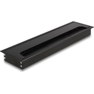 Delock Kábel tömítő/rendező asztalba szerelt változathoz kefével 300 x 80 x 28 mm méretű, fekete