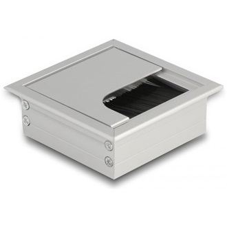 Delock Kábel tömítő/rendező asztalba szerelt változathoz kefével 80 x 80 x 28 mm méretű, ezüst