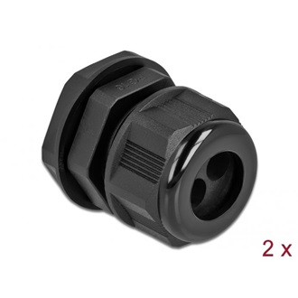 Delock Kábel tömszelence PG16 kerek kábelekhez, két kábel bemenettel 2 db. Fekete