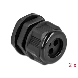 Delock Kábel tömszelence PG21 kerek kábelekhez, három kábel bemenettel 2 db. Fekete