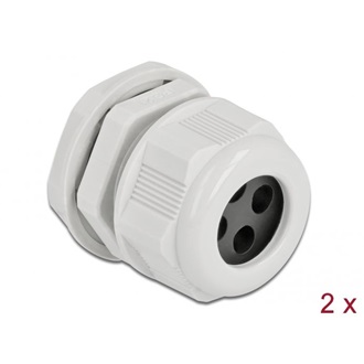 Delock Kábel tömszelence PG21 kerek kábelekhez, négy kábel bemenettel 2 db. Szürke