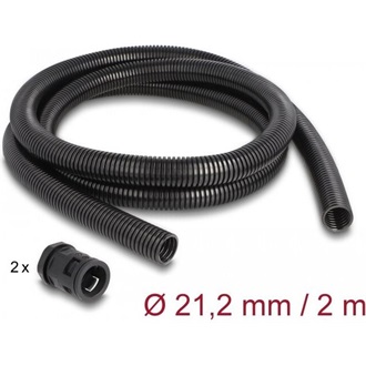 Delock Kábel védő borítás 2 m x 21,2 mm PG16 vezeték csatlakozós készlet fekete