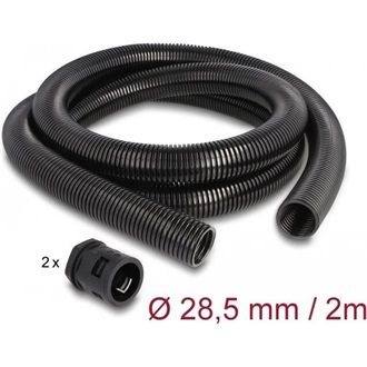 Delock Kábel védő borítás 2 m x 28,5 mm PG21 vezeték csatlakozós készlet fekete