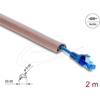 Delock Kábelcsatorna, PVC, hajlékony, 20 x 10 mm   2 m hosszú, barna