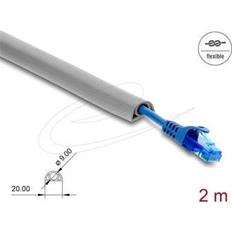 Delock Kábelcsatorna, PVC, hajlékony, 20 x 10 mm   2 m hosszú, szürke