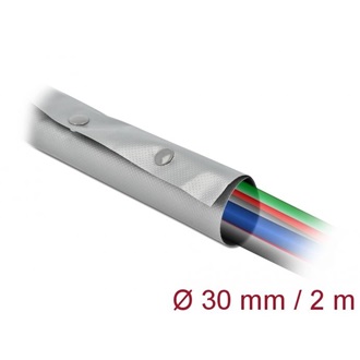 Delock Kábelkarmantyú patent szorítóval 2 m x 30 mm szürke / fekete