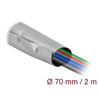 Delock Kábelkarmantyú patent szorítóval 2 m x 70 mm szürke / fekete