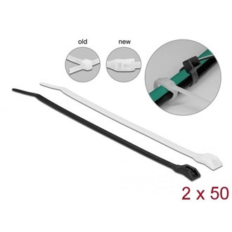 Delock Kábelkötegelő lapos fejrésszel hossza 205 mm szélessége 2,5 mm, 100 db.