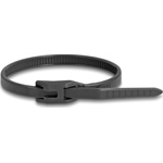 Delock Kábelkötegelő lapos fejrésszel hossza 205 mm szélessége 2,5 mm, 100 db. Fekete