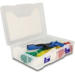 Delock Kábelkötegelőket rendszerező doboz, kábelkötegelőt biztosító eszközzel és 350 db. különböző színű kábelkötegelőve