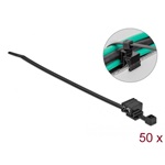 Delock Kábelkötöző szegélycsipesszel hossza 200 x szélessége 4,8 mm, 50 db. Fekete