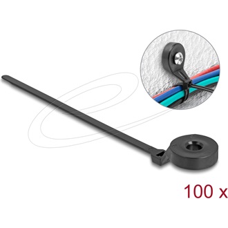 Delock Kábelkötöző szorító fűzőlyukkal Hx 180 x Sz 6 mm, 100 darab fekete