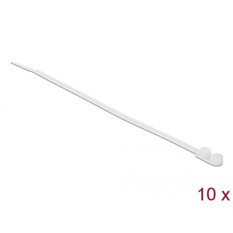 Delock Kábelkötöző szorító fűzőlyukkal Hx 200 x Sz 4,8 mm, 10 darab fehér