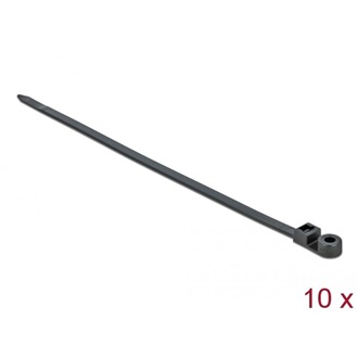 Delock Kábelkötöző szorító fűzőlyukkal Hx 300 x Sz 7,6 mm, 10 darab fekete