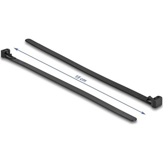 Delock Kábelösszekötő újrahasznosítható hőálló hossza 200 mm, szélessége 7,5 mm, 100 db. Fekete