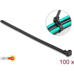 Delock Kábelösszekötő újrahasznosítható hőálló hossza 300 mm, szélessége 7,6 mm, 100 db. Fekete