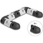 Delock Kábeltartó összekapcsolgató (moduláris) készlet öntapadós 9 db.-os fekete / szürke