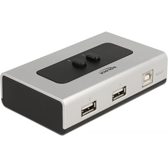 Delock Kétirányú USB 2.0 switch 1 db. B-típusú anya   2 db. A-típusú anya kézi átkapcsolással