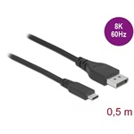 Delock 86037 USB-C / Thunderbolt -> DisplayPort 1.4 M/M video kábel 0.5m fekete DP Alt Mode