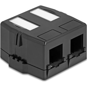 Delock Keystone Felületre Épített Doboz 2 Port mágneses gombbal, fekete színű