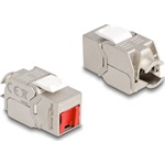 Delock Keystone Modul RJ45 anya - LSA Cat.6A eszköz nélkül használható piros por elleni fedővel