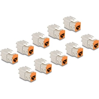 Delock Keystone Modul RJ45 anya - LSA Cat.6A eszközmentes narancssárga 10 db-os szett