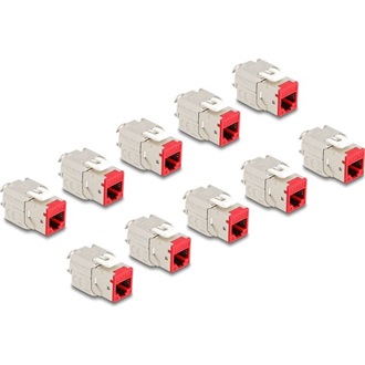 Delock Keystone Modul RJ45 anya - LSA Cat.6A eszközmentes piros 10 db-os szett