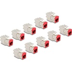 Delock Keystone Modul RJ45 anya - LSA Cat.6A eszközmentes piros 10 db-os szett