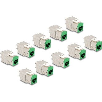 Delock Keystone Modul RJ45 anya - LSA Cat.6A eszközmentes zöld 10 db-os szett