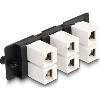 Delock 6db RJ45 CAT6A UTP -> 6db RJ45 CAT6A UTP F/F keystone szerelőpanel fekete