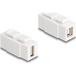 Delock Keystone modul A-típusú USB 2.0 anya   B-típusú USB 2.0 anya, mindkét oldalával beépíthető, fehér színű