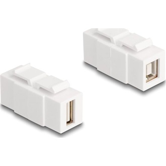 Delock Keystone modul A-típusú USB 2.0 anya   B-típusú USB 2.0 anya, mindkét oldalával beépíthető, fehér színű