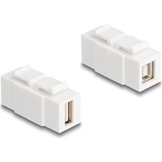 Delock Keystone modul A-típusú USB 2.0 anya   B-típusú USB 2.0 anya, mindkét oldalával beépíthető, fehér színű