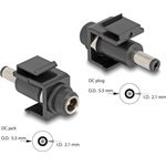 Delock Keystone modul, DC 5,5 x 2,1 mm-csatlakozóhüvely, DC 5,5 x 2,1 mm méretű apa, fekete