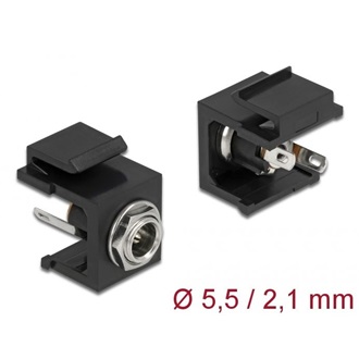 Delock DC 5,5x2,1mm Female keystone modul fekete