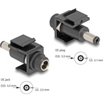 Delock Keystone modul, DC 5,5 x 2,5 mm-csatlakozóhüvely, DC 5,5 x 2,1 mm méretű apa, fekete