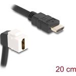 Delock Keystone modul HDMI kábel apa - anya 90 -ban hajlított 8K 60 Hz 20 cm, fekete