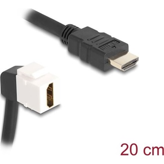 Delock Keystone modul HDMI kábel apa - anya 90 -ban hajlított 8K 60 Hz 20 cm, fekete
