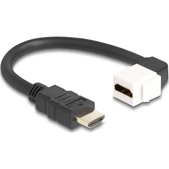 Delock Keystone modul HDMI kábel apa - anya 90 -ban hajlított 8K 60 Hz 20 cm, fekete