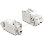 Delock Keystone modul RJ45 aljzat   LSA Cat.6A szabvány, 45 -ban döntött csatlakozó, árnyékolt, 90 -os kábelkivezetés, s