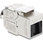 Delock Keystone modul RJ45 aljzat   LSA Cat.8.1, árnyékolt, reteszelő kapoccsal és porvédő fedéllel, kábelszorító nélkül