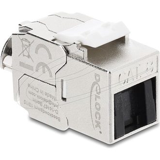 Delock Keystone modul RJ45 aljzat   LSA Cat.8.1, árnyékolt, reteszelő kapoccsal és porvédő fedéllel, kábelszorító nélkül