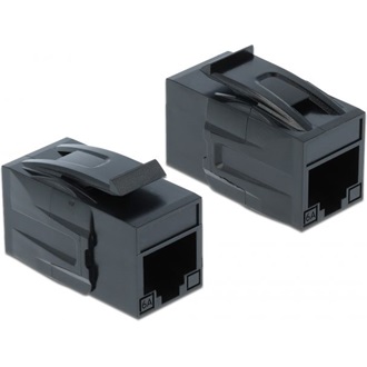Delock Keystone modul, RJ45-aljzat > RJ45-aljzat, Cat.6A UTP, fekete