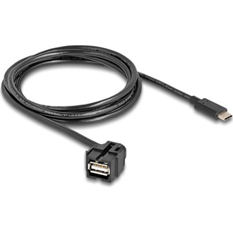 Delock USB-C -> USB-A 2.0 M/F keystone modul 1.5m fekete 250°