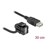 Delock USB-A 2.0 -> USB-A 2.0 F/F keystone modul 0.3m fekete