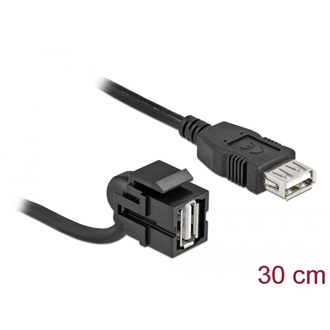 Delock USB-A 2.0 -> USB-A 2.0 F/F keystone modul 0.3m fekete