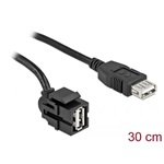Delock USB-A 2.0 -> USB-A 2.0 F/F keystone modul 0.3m fekete 250°
